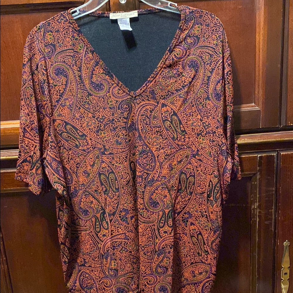 Paisley V-Neck Vintage plus size Top